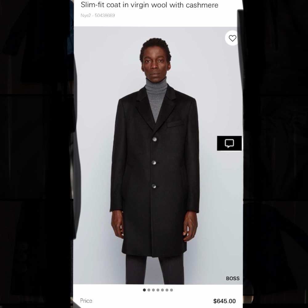 Mens BOSS Hugo Boss Wool Coat